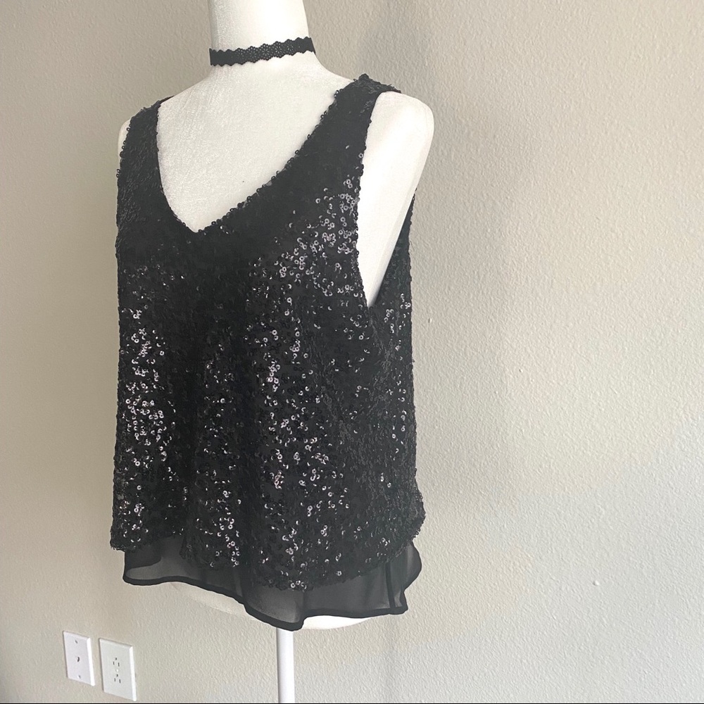 One❤️Clothing Black Sequin Tank Top